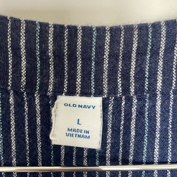 LOld Navy Linen Blend Sleeveless Pinstripe Dress Sz L EUC - Picture 3 of 5